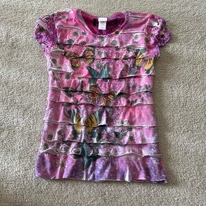 Xhilaration girls ruffled butterfly top shirt size large